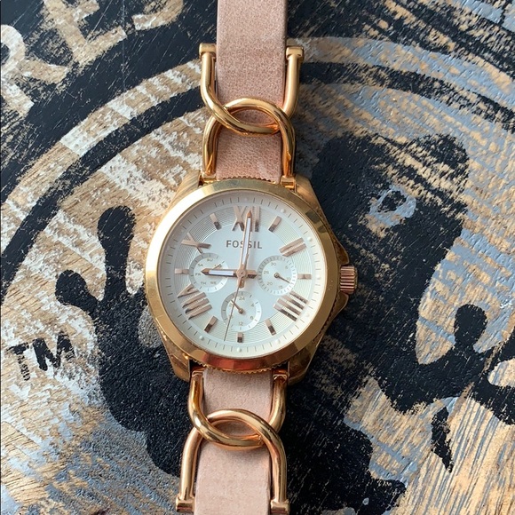 Fossil watch with leather band
